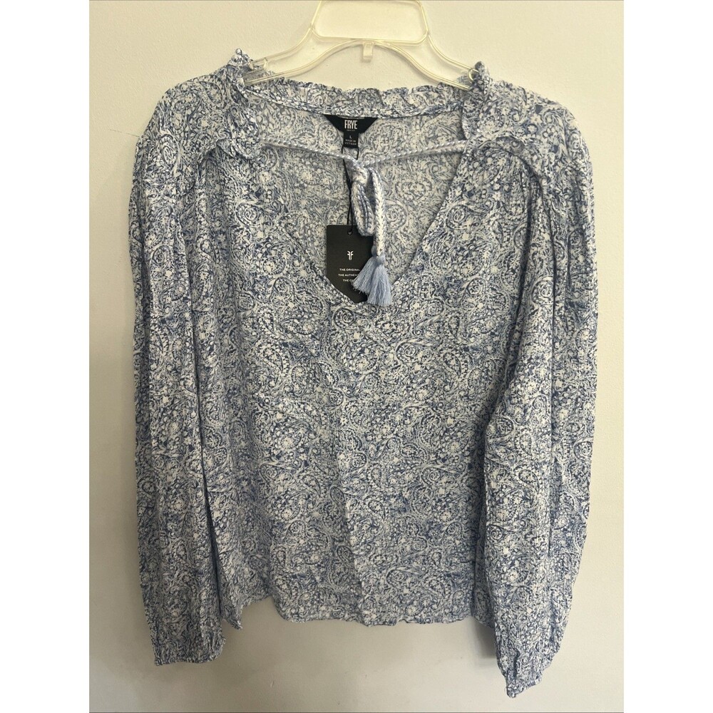 Frye Puff Sleeve Blouse Lrg NWT Cottage Core Boho
